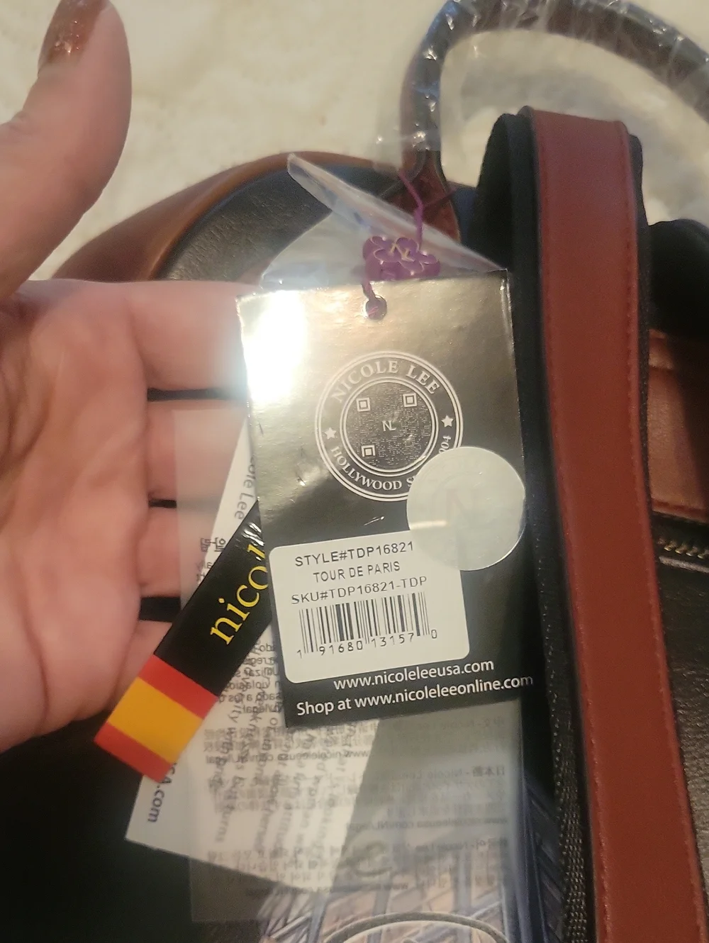 Y2K Nicole Lee Navy, Brown‎ & Black Paris-Themed Fashion Backpack NWT